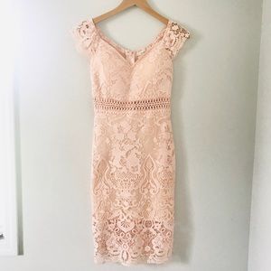 Soieblu Floral Lace Blush Dress